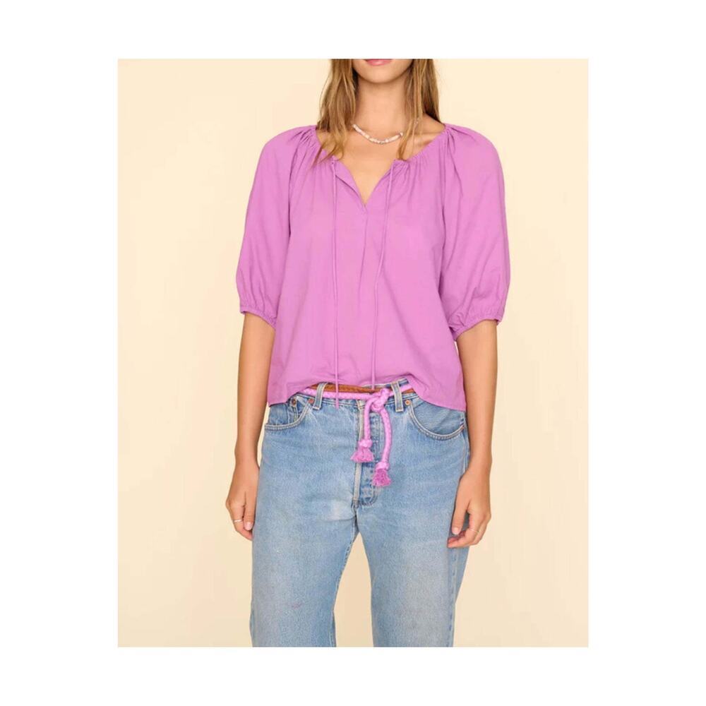 Anthropologie’s Current Air Lilac Purple Peplum Blouse Top Spring Lightweight S